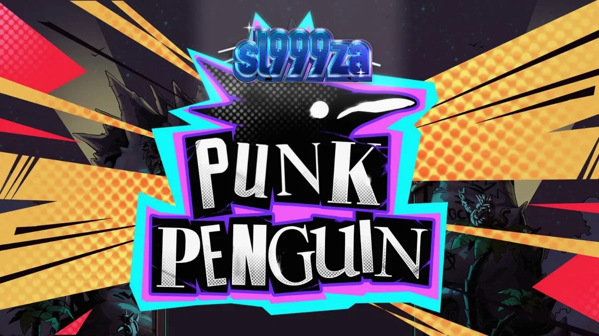 Pemandangan panggung konser punk dengan karakter pinguin dalam slot Punk Penguin